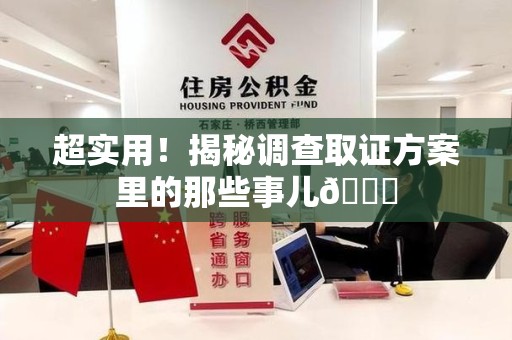 上杭超实用！揭秘调查取证方案里的那些事儿😎