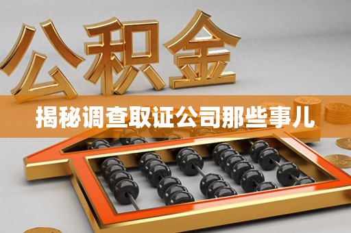 上杭揭秘调查取证公司那些事儿