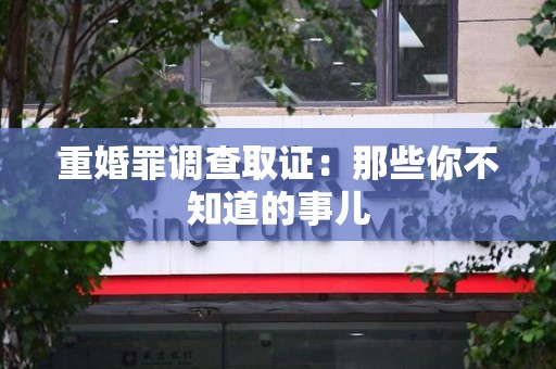上杭重婚罪调查取证：那些你不知道的事儿